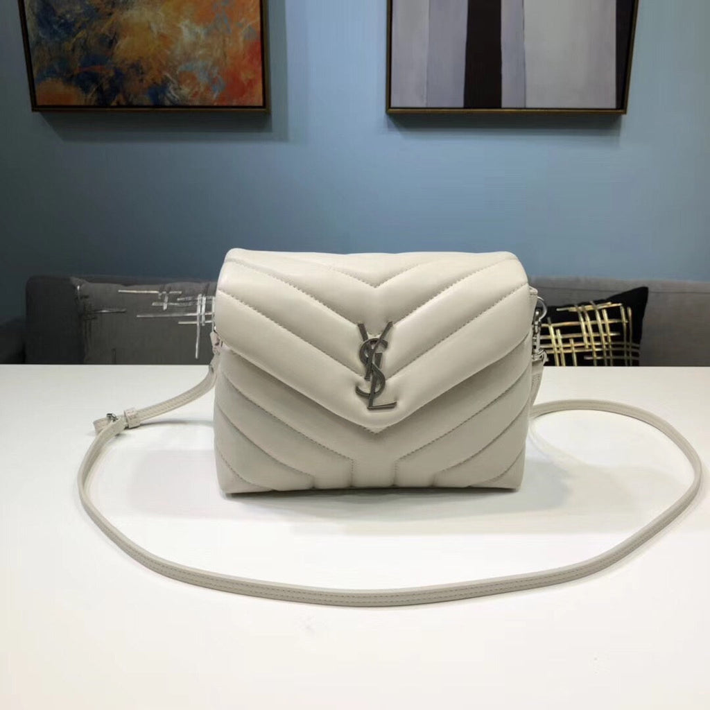 Top Quality Loulou Mini Shoulder Bag White For Women 7in/18cm YSL
