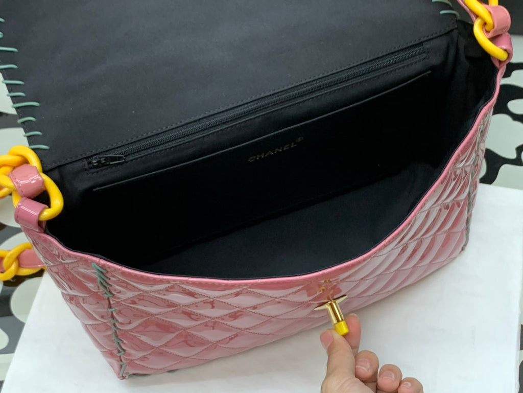 CHLVinyl Classic PiNike and Yellow Shoulder bag For Women 29cm/11.5in