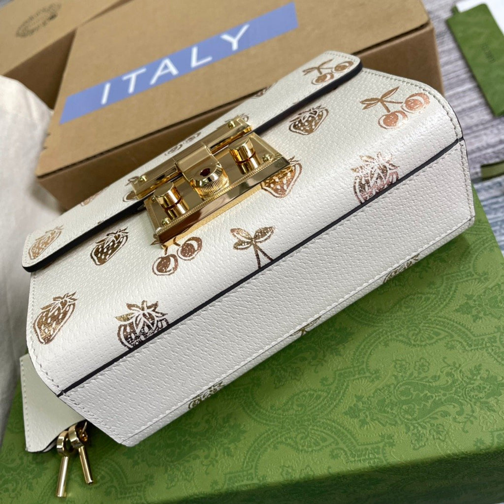 Padlock Small Strawberry Shoulder Bag White For Women, Women’s Bags 7.9in/20cm Glami