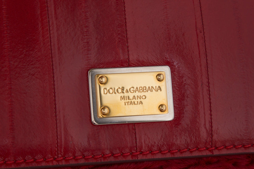 DolCeline & Gabbana Red Fur & Leather Shoulder Bag