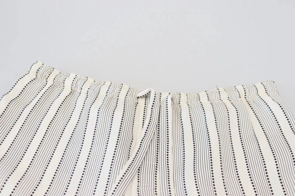 Dolce & Gabbana White Stripes Silk Lounge Trouser Pants