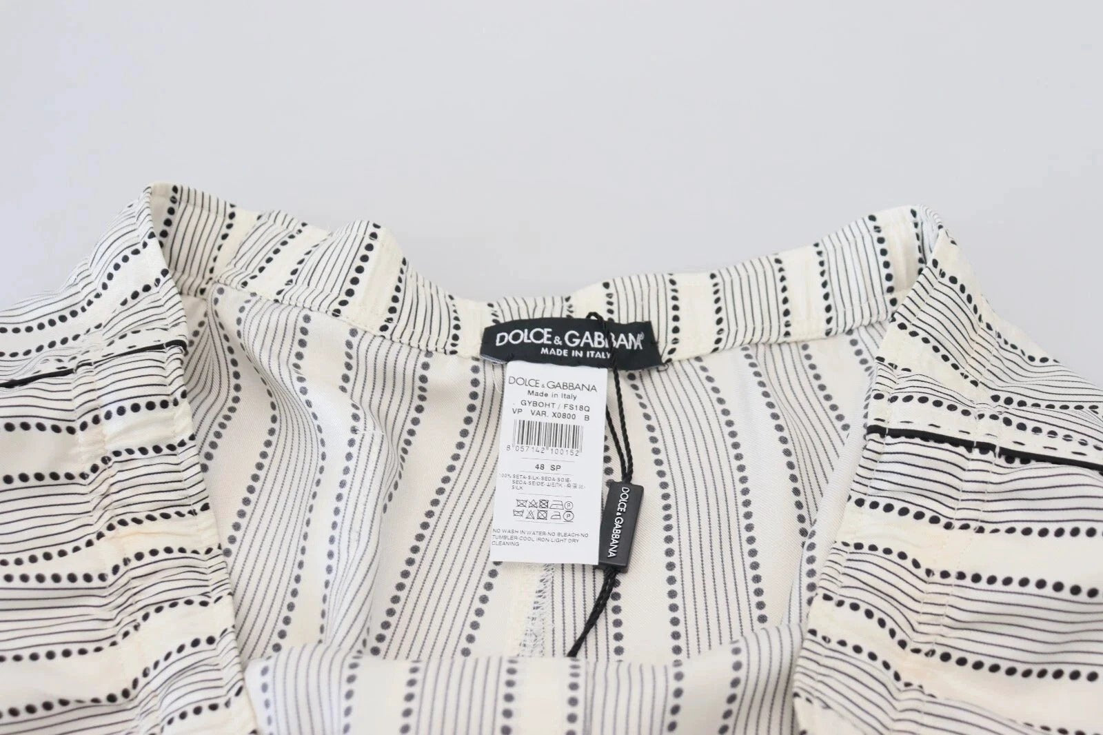 Dolce & Gabbana White Stripes Silk Lounge Trouser Pants