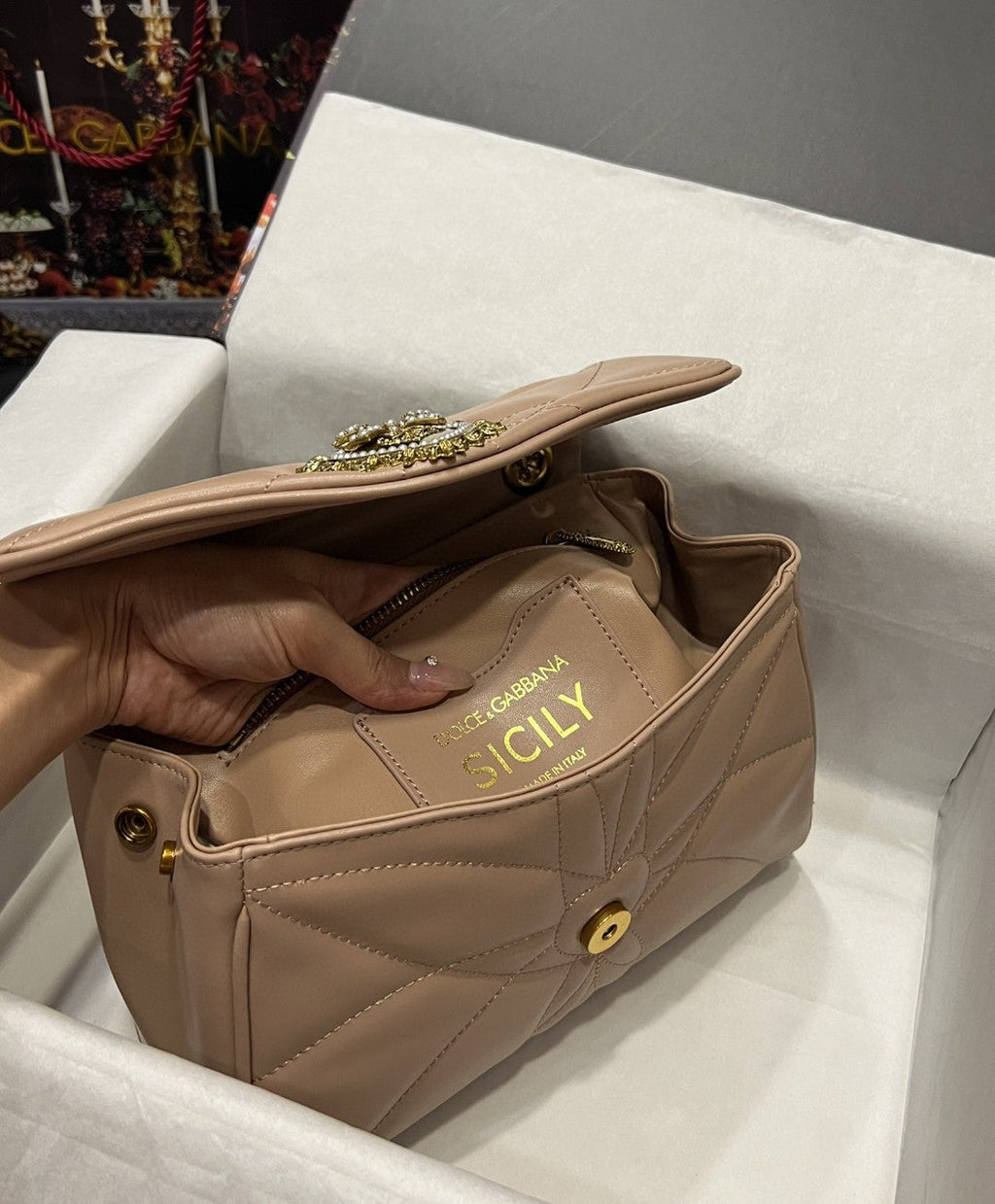 Large Devotion Shoulder Bag In Quilted Nappa Beige For Women 11.4in/29cm GLAMI