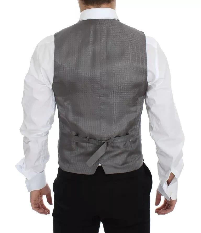 Dolce & Gabbana Gray Striped Formal Dress Gilet Vest