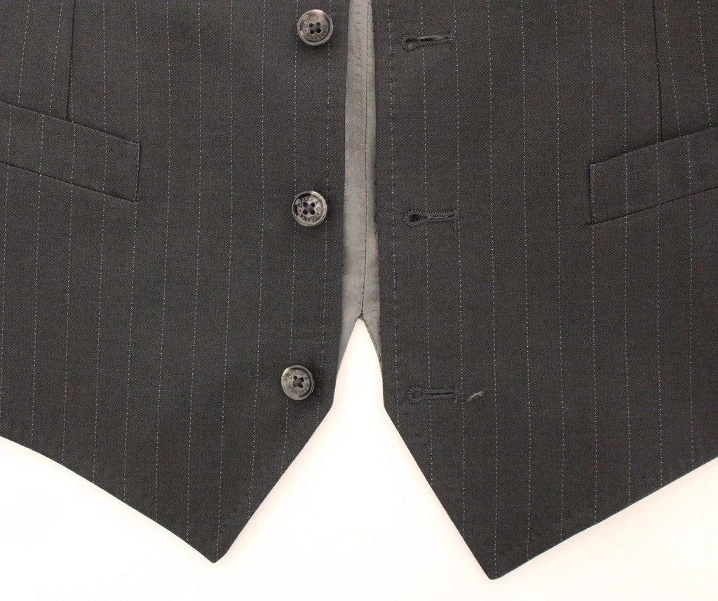 Dolce & Gabbana Gray Striped Formal Dress Gilet Vest