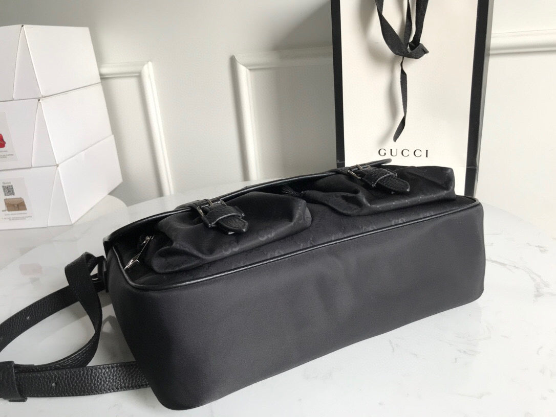 Gucci Shoulder Bag Nylon Shima Black Gucci Embossed For Men 13.8in/35cm Gucci