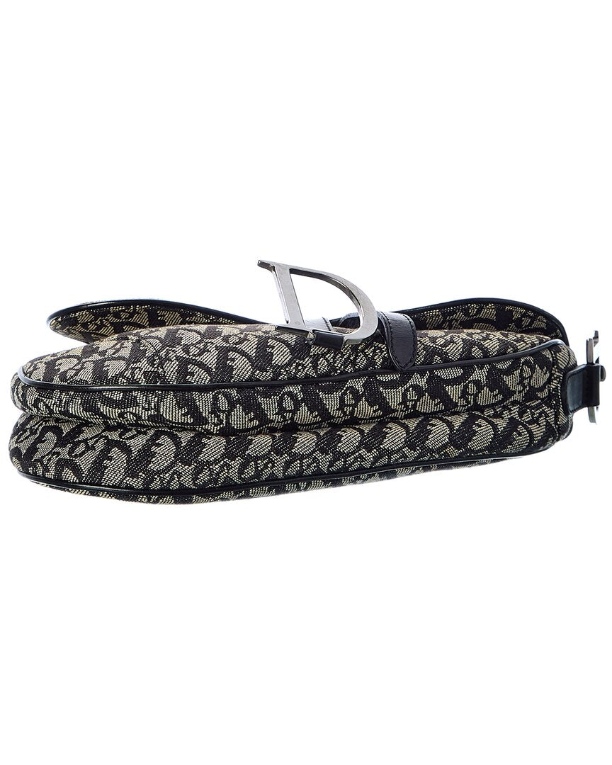 Dior Black Canvas Oblique Saddle Bag