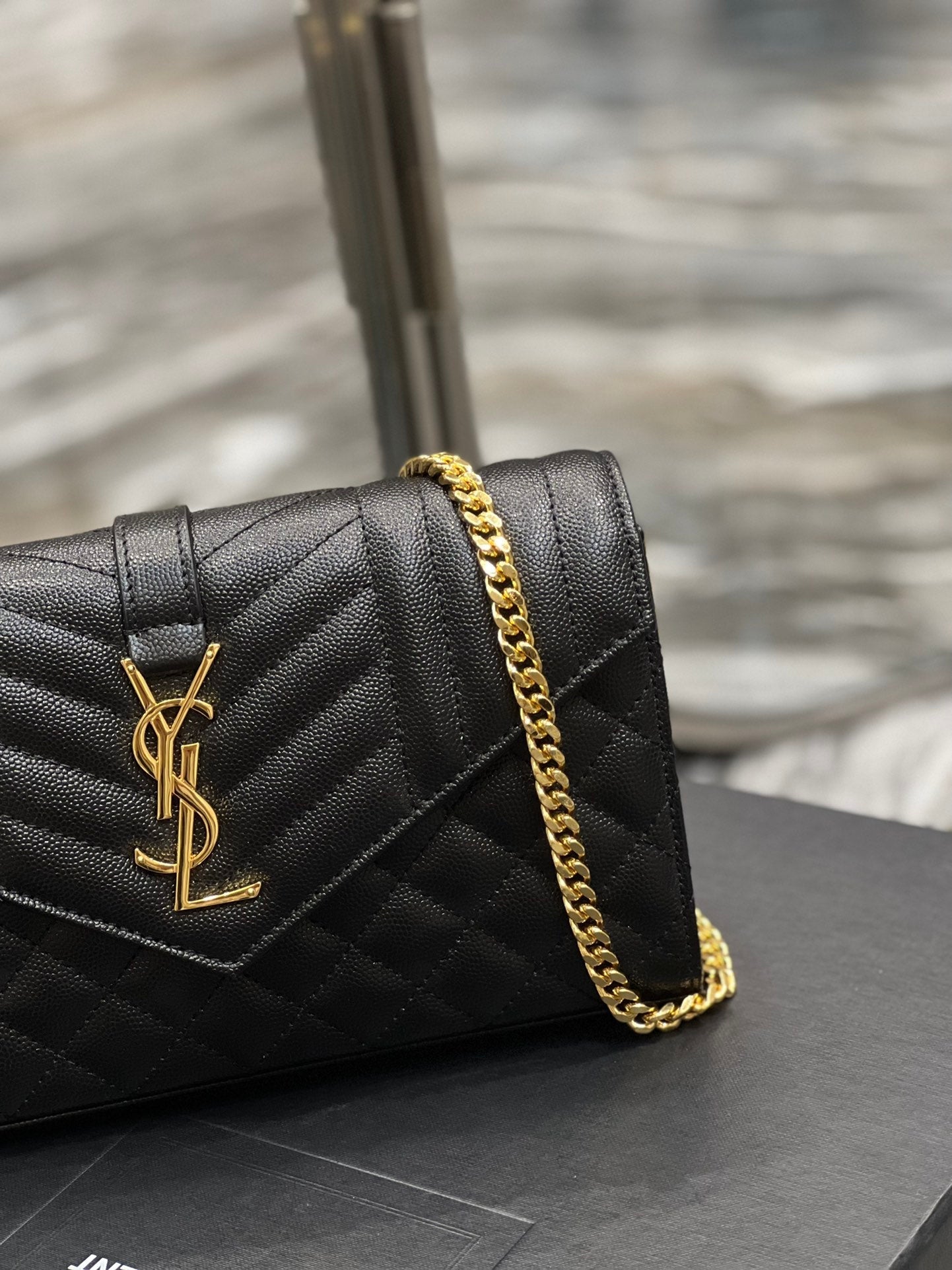 YSSL Envelope Small Chain Bag Black For Women, Women’s Bags 8in/22cm YSL