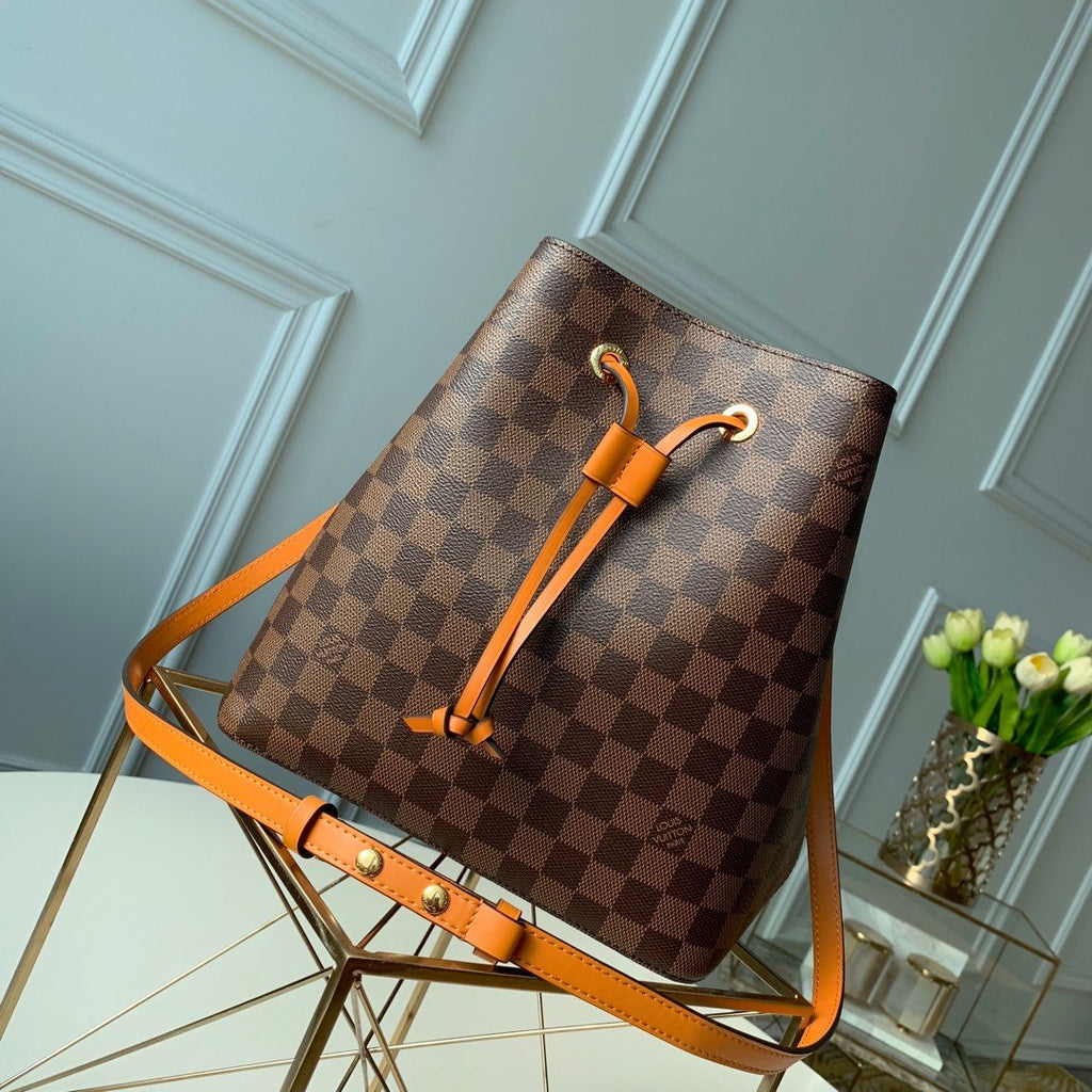 Louis Vuitton NeoNoe MM Bucket Bag Damier Ebene Canvas Safran Yellow For Women,  Shoulder And Crossbody Bags 10.2in/26cm Louis Vuitton N40213