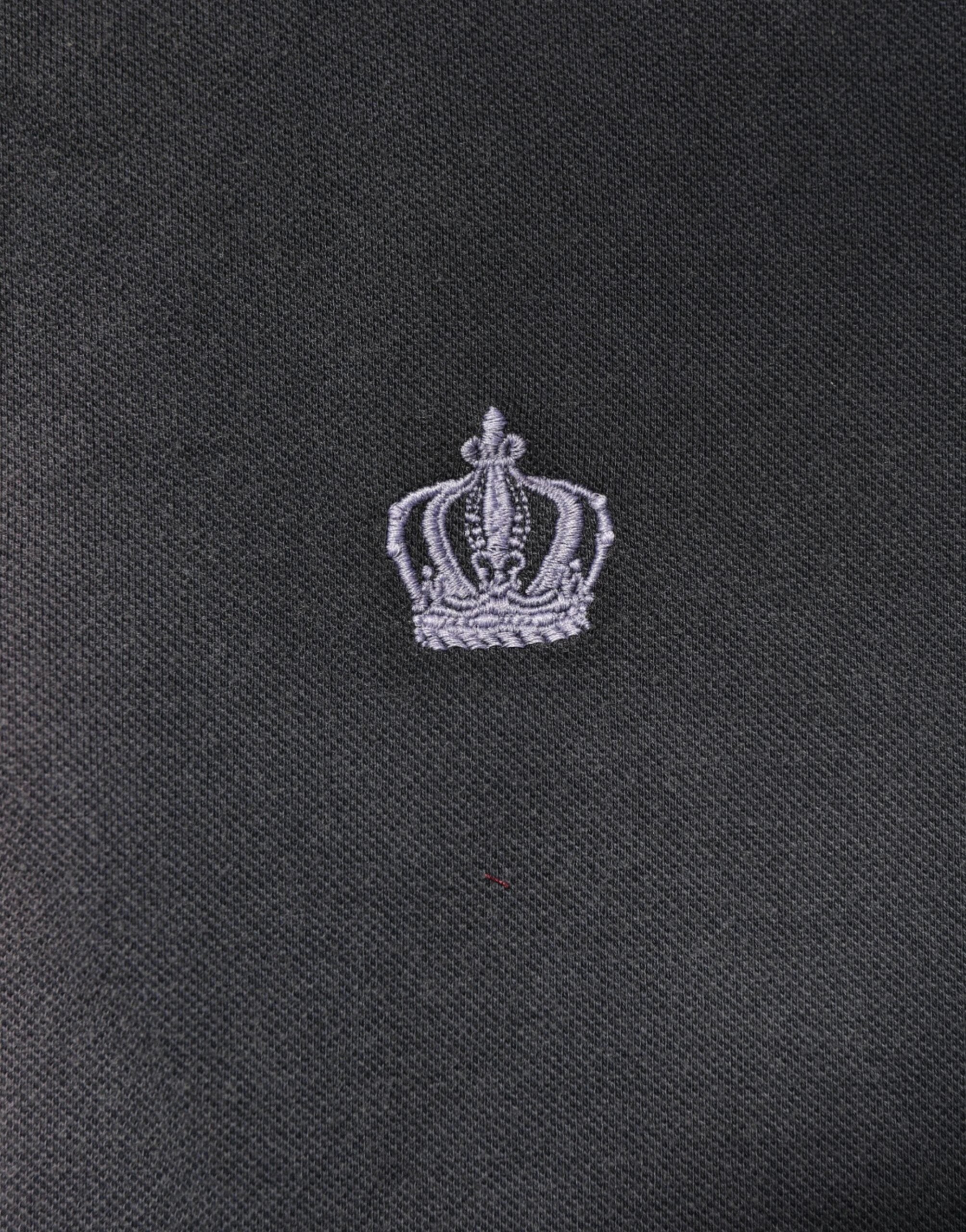 Dolce & Gabbana Gray Cotton Crown Collared Men Polo T-shirt