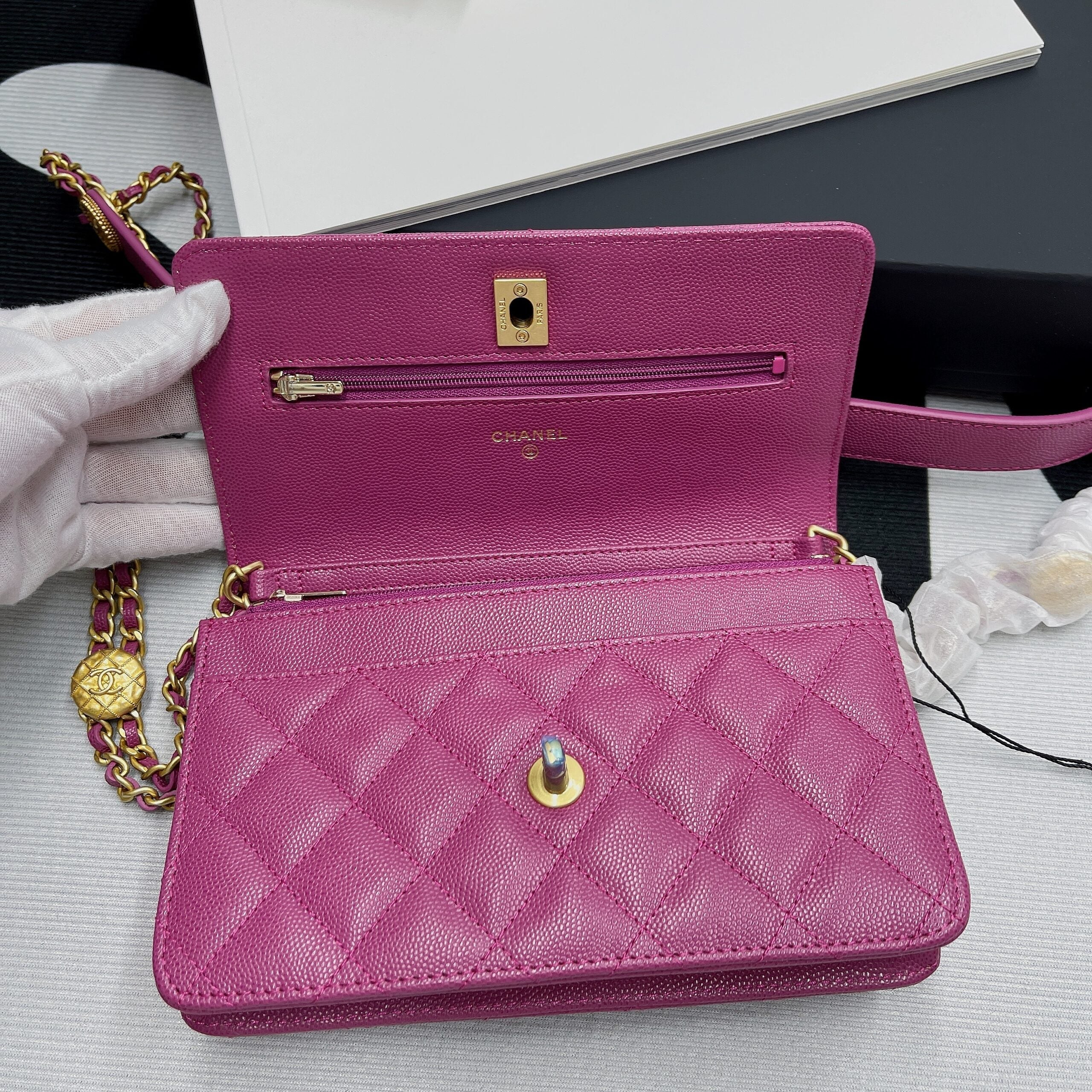 ChanelSmall GlamIap Bag Gold Hardware Plum For Women Handbags, Shoulder Bags 7.5in/19cm AP2840