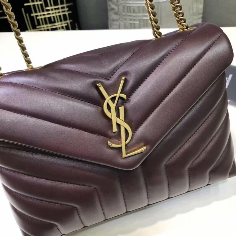 Top Quality Loulou Small Chain Bag In MatelassÃ© "Y" Burgundy For Women 9.8in/23cm YSL 494699DV7276475
