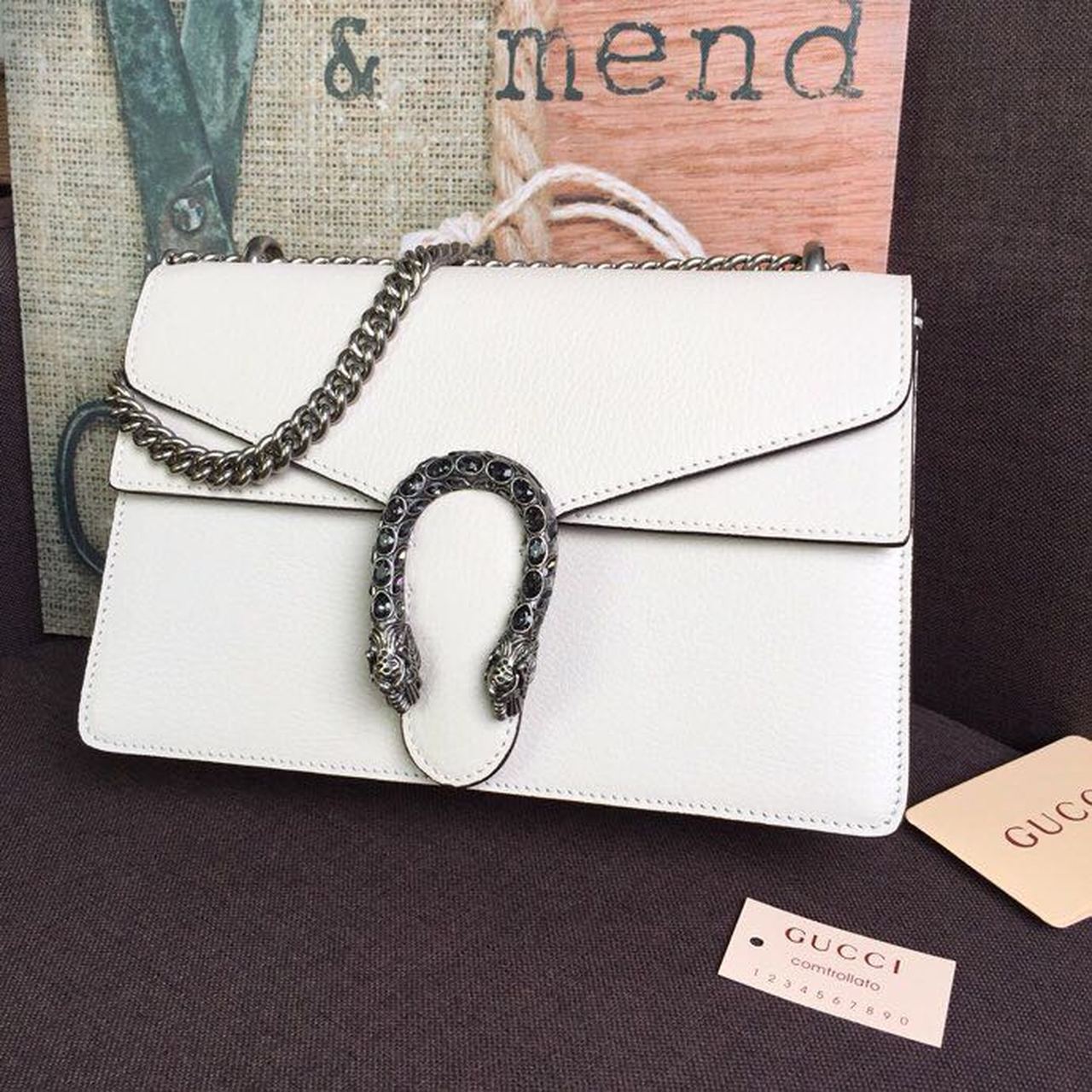 GLAMIonysus Small Shoulder Bag White For Women 11in/18cm 400249 0K7JN 9680