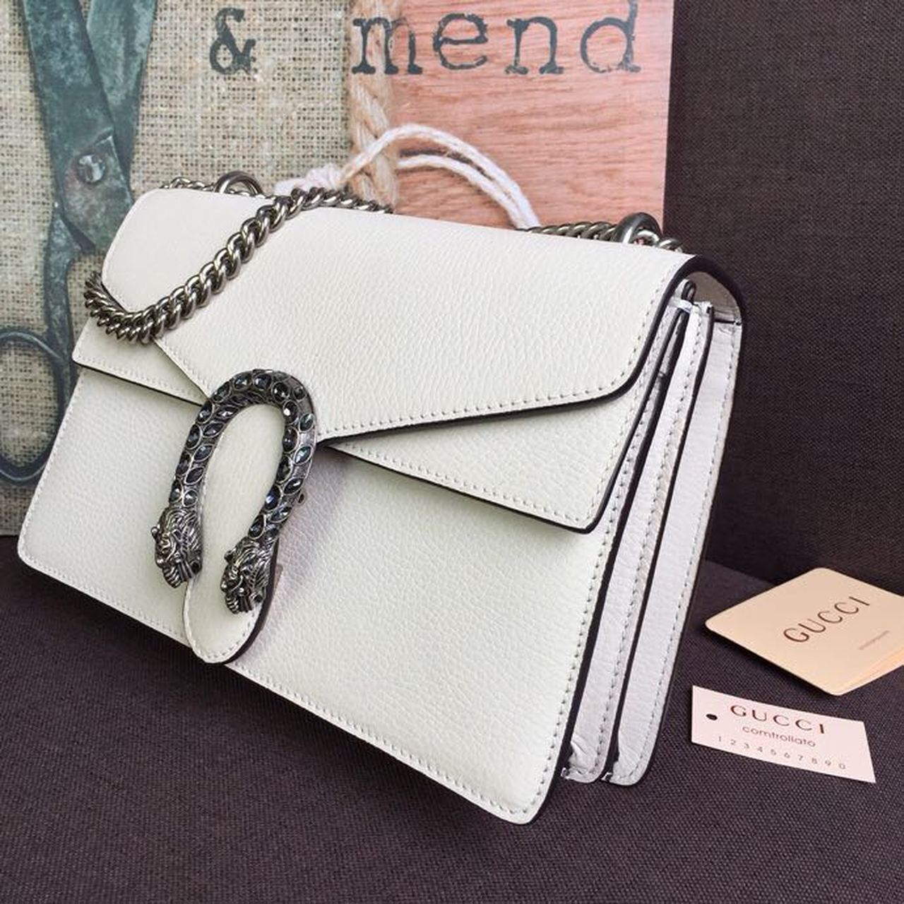 Gucci Dioronysus Small Shoulder Bag White For Women 11in/18cm Gucci 400249 0K7JN 9680