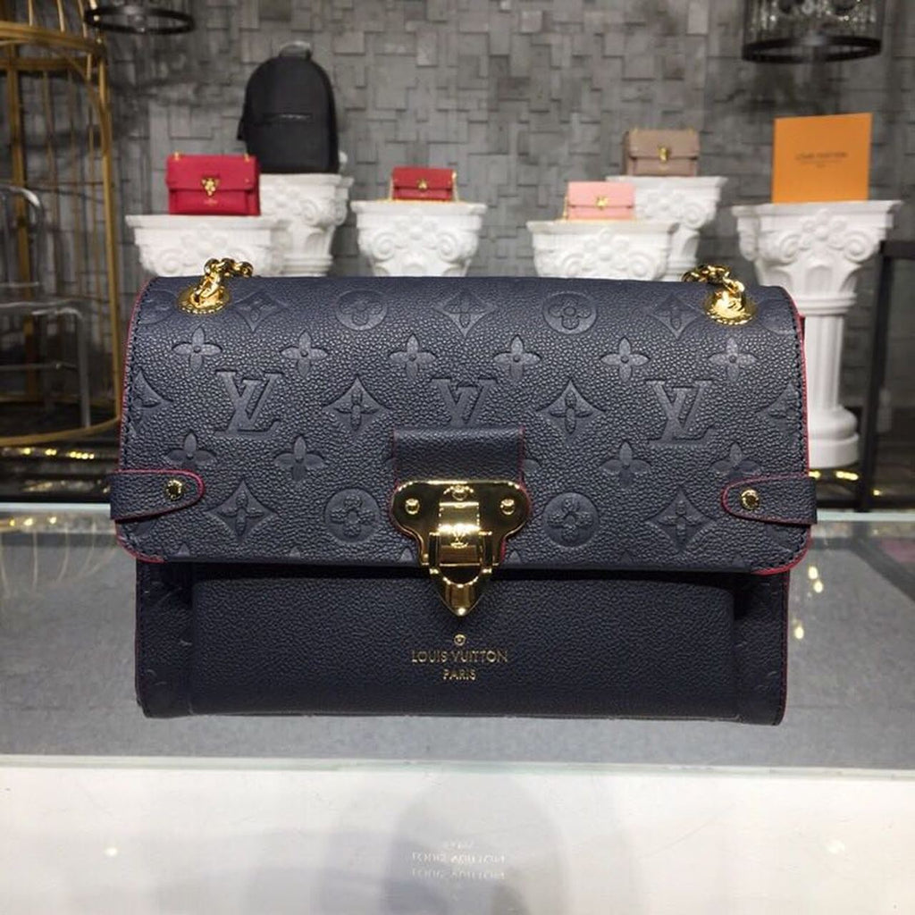 Louis Vuitton Vavin PM Monogram Empreinte Navy Blue/Red For Women, WomenÃƒÂ¢Ã¢â€šÂ¬Ã¢â€žÂ¢s Handbags, Shoulder And Crossbody Bags 9.8in/25cm Louis Vuitton M52271