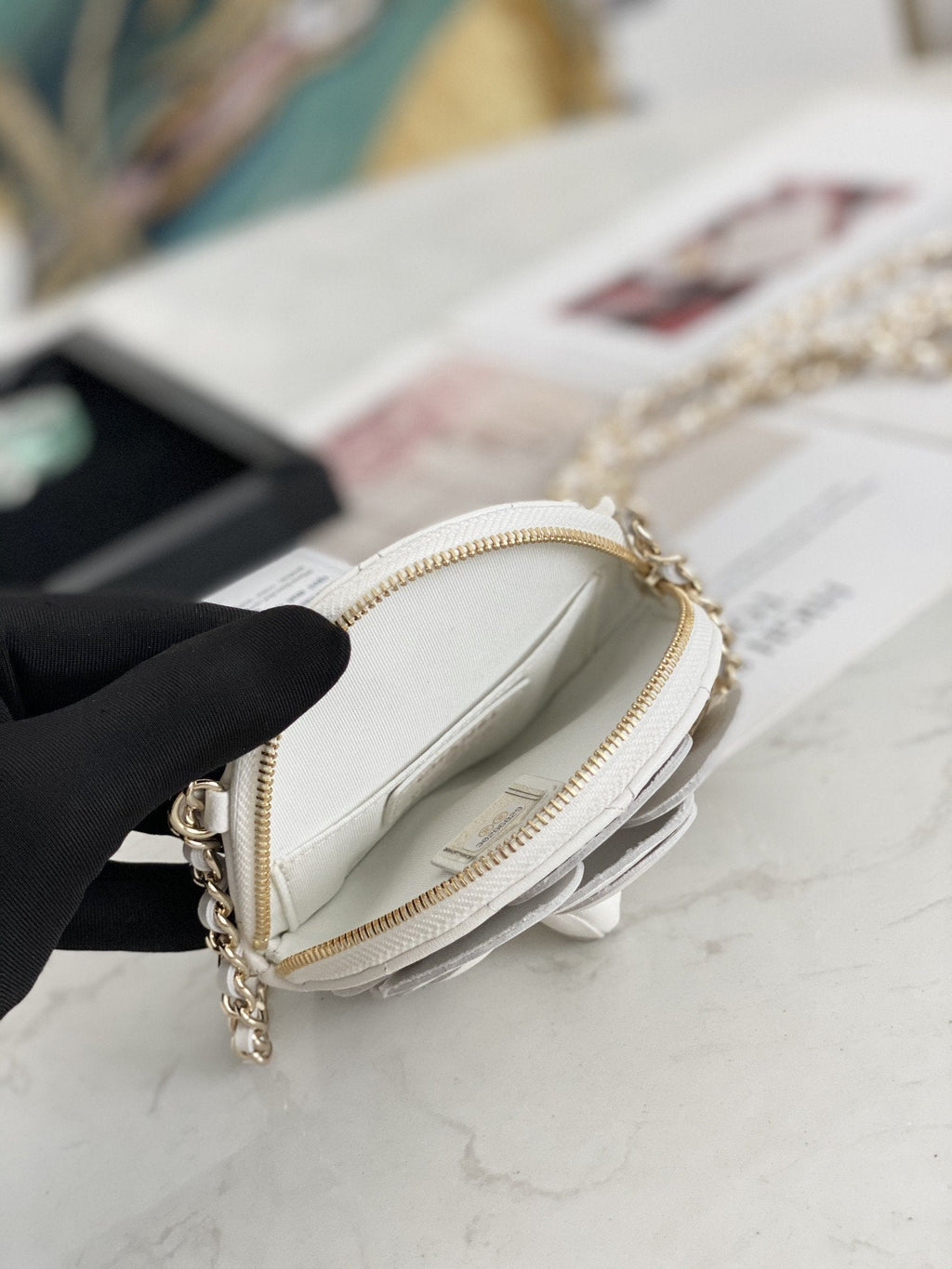 Chanel Camellia Clutch With Chain White Bag For Women 11cm/4in