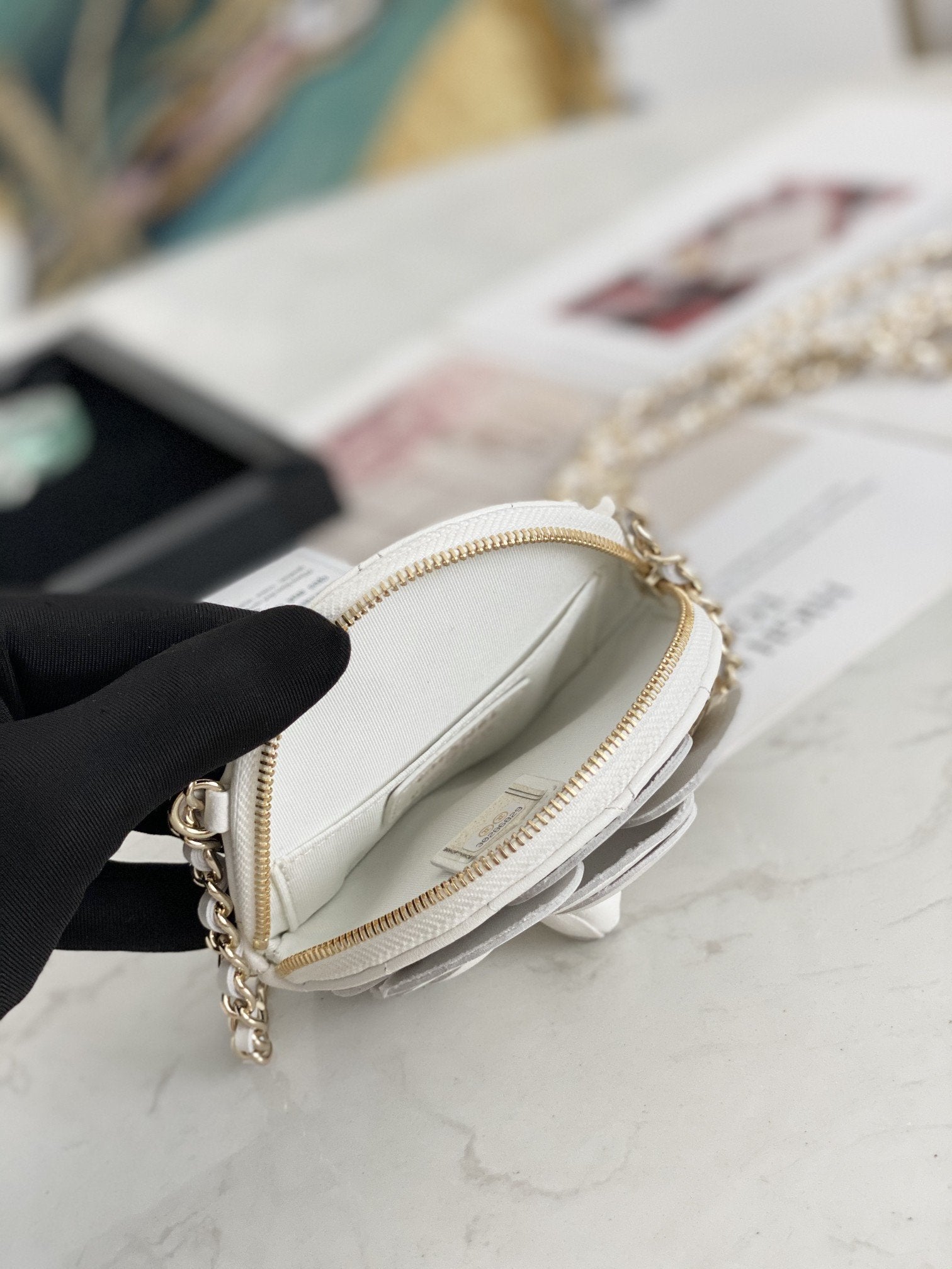 Chanel Camellia Clutch With Chain White Bag For Women 11cm/4in