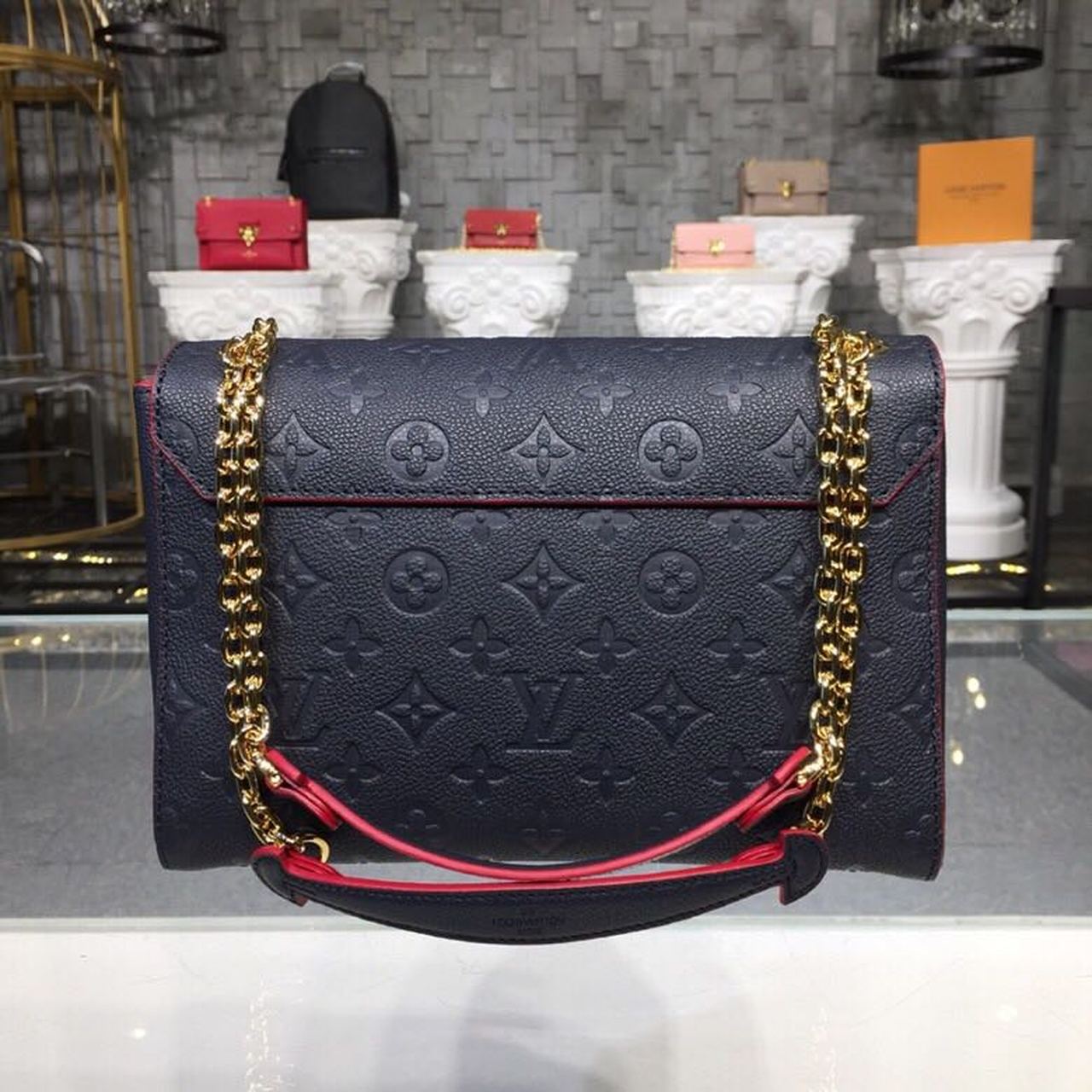 Louis Vuitton Vavin PM Monogram Empreinte Navy Blue/Red For Women, Women’s Handbags, Shoulder And Crossbody Bags 9.8in/25cm Louis Vuitton M52271