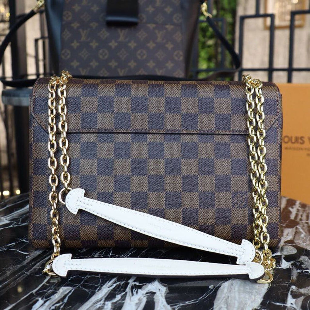 Louis Vuitton Vavin PM Damier Ebene Canvas Bordeaux Red For Women, WomenÃƒÂ¢Ã¢â€šÂ¬Ã¢â€žÂ¢s Handbags, Shoulder Bags 9.8in/25cm Louis Vuitton N40109