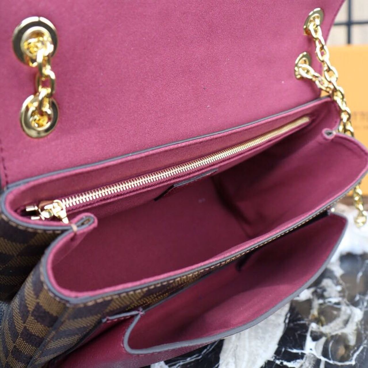 Louis Vuitton Vavin PM Damier Ebene Canvas Bordeaux Red For Women, WomenÃƒÂ¢Ã¢â€šÂ¬Ã¢â€žÂ¢s Handbags, Shoulder Bags 9.8in/25cm Louis Vuitton N40109