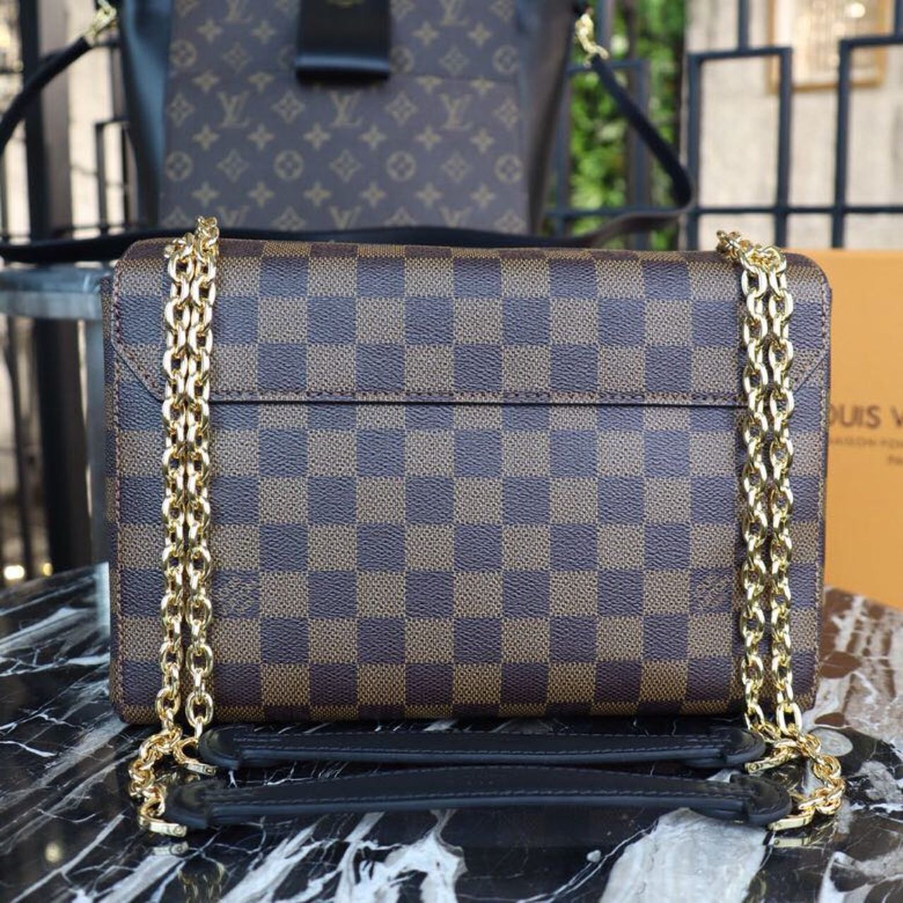 Louis Vuitton Vavin PM Damier Ebene Canvas Black For Women, Women’s Handbags, Shoulder Bags 9.8in/25cm Louis Vuitton N40108