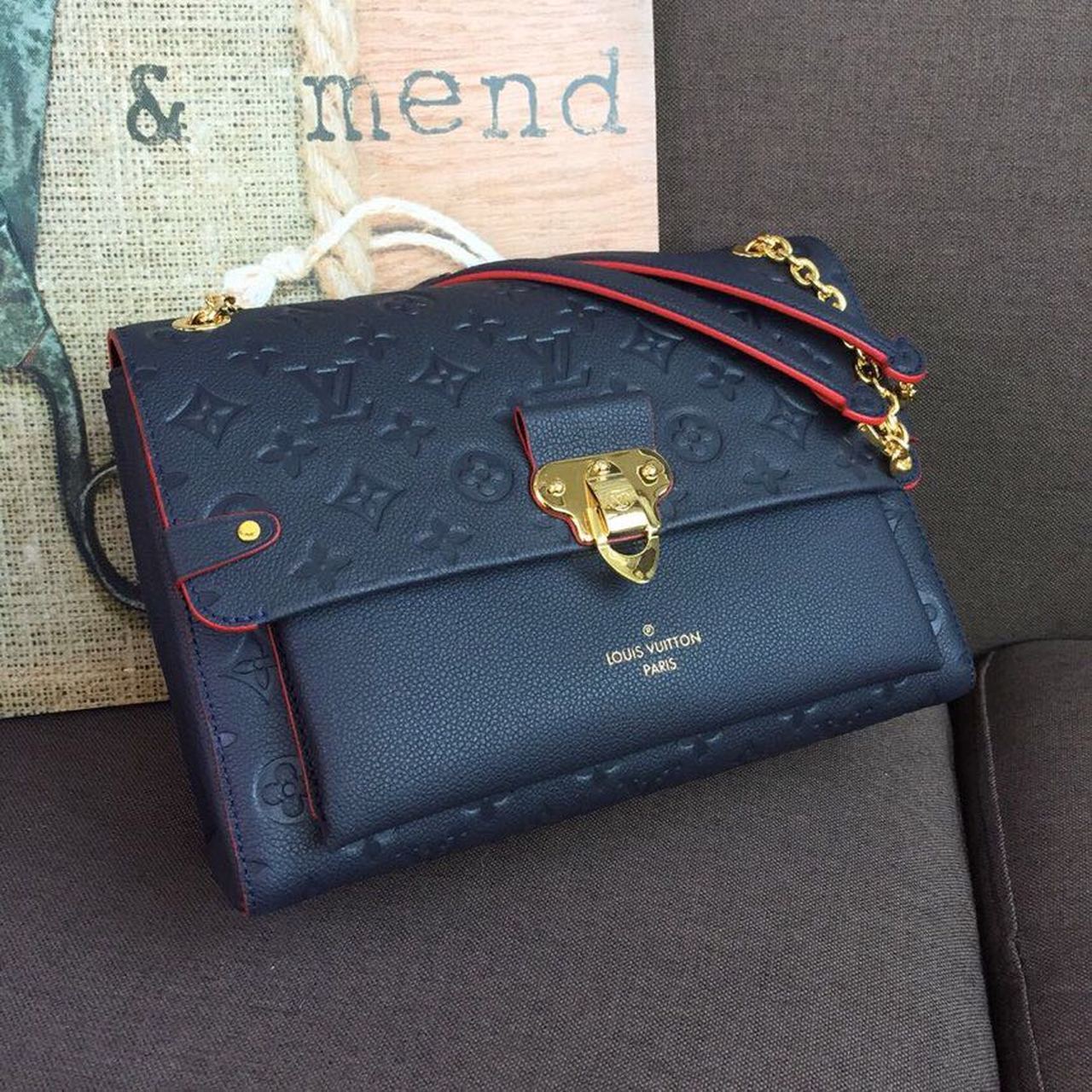 Louis Vuitton Vavin MM Monogram Empreinte Navy Blue For Women, Women’s Handbags, Shoulder And Crossbody Bags 9.8in/25cm Louis Vuitton M43925