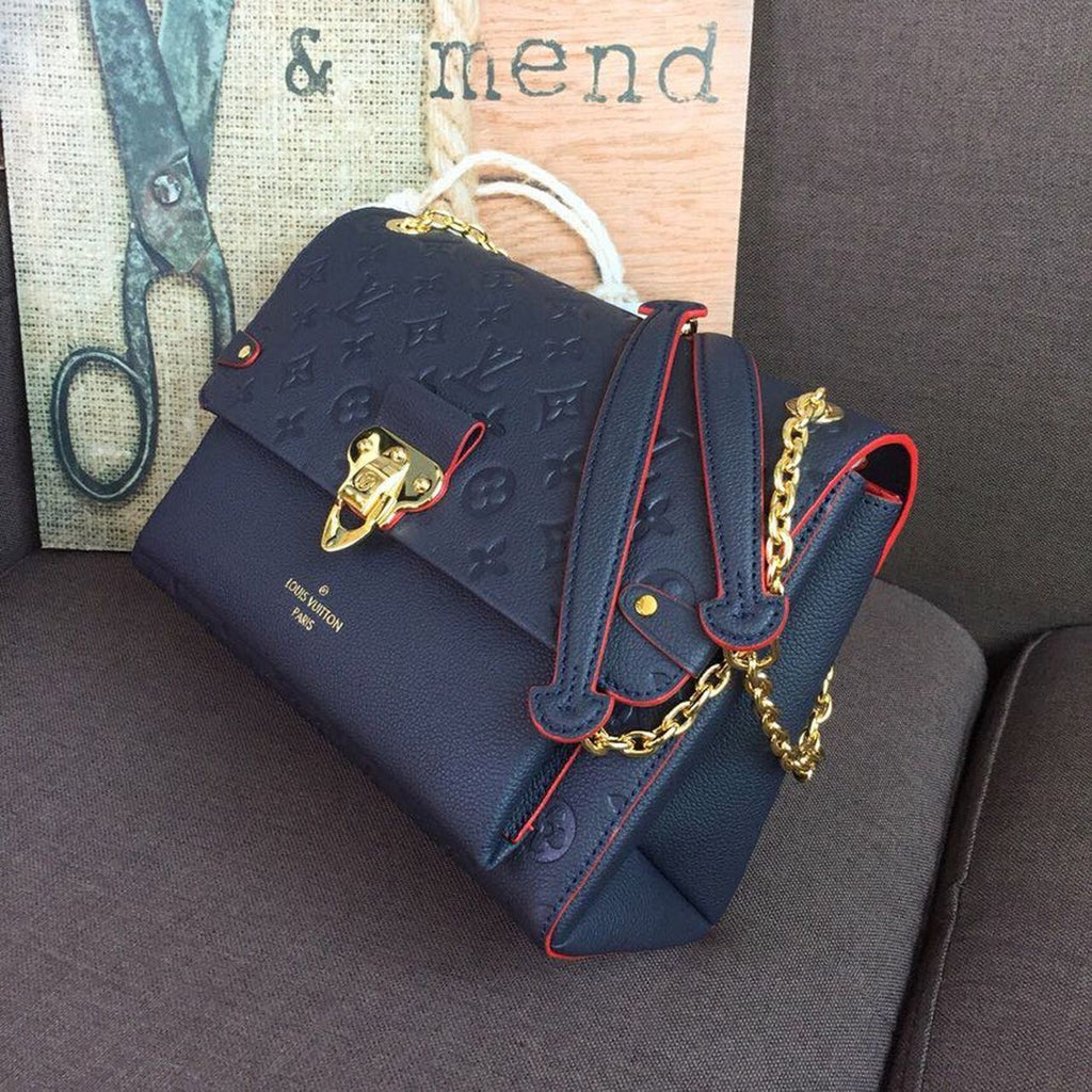 Louis Vuitton Vavin MM Monogram Empreinte Navy Blue For Women, Women’s Handbags, Shoulder And Crossbody Bags 9.8in/25cm Louis Vuitton M43925