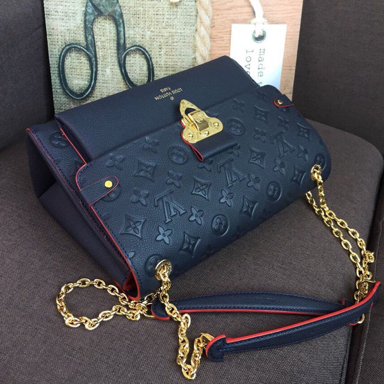 Louis Vuitton Vavin MM Monogram Empreinte Navy Blue For Women, Women’s Handbags, Shoulder And Crossbody Bags 9.8in/25cm Louis Vuitton M43925