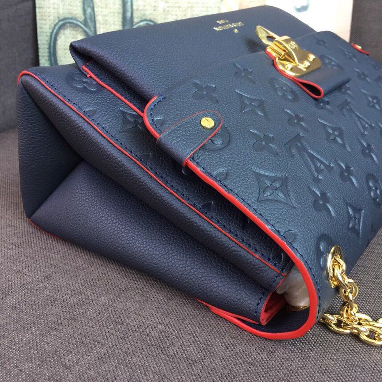 Louis Vuitton Vavin MM Monogram Empreinte Navy Blue For Women, Women’s Handbags, Shoulder And Crossbody Bags 9.8in/25cm Louis Vuitton M43925
