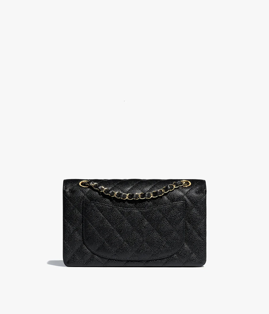 CHANEL Small Classic Handbag Grained Calfskin & Gold-Tone Metal Black