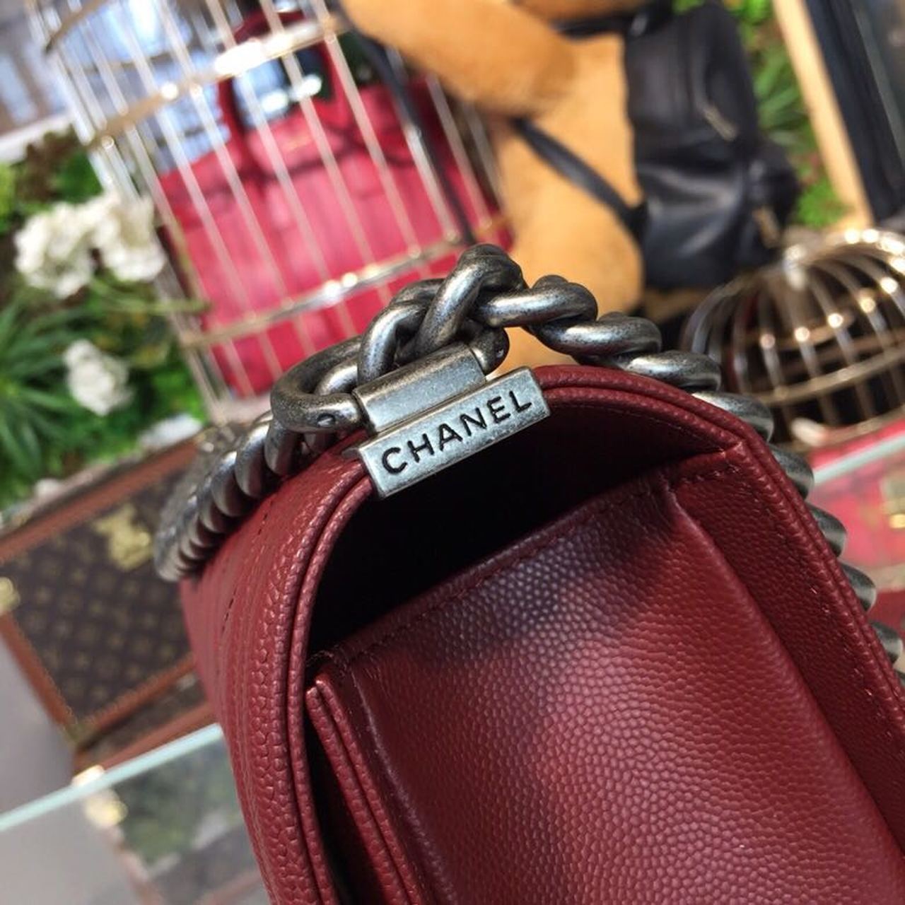 Chanel Boy Handbag SiLouis Vuittoner Hardware Burgundy For Women Bags, Shoulder And Crossbody Bags 9.8in/25cm A67086