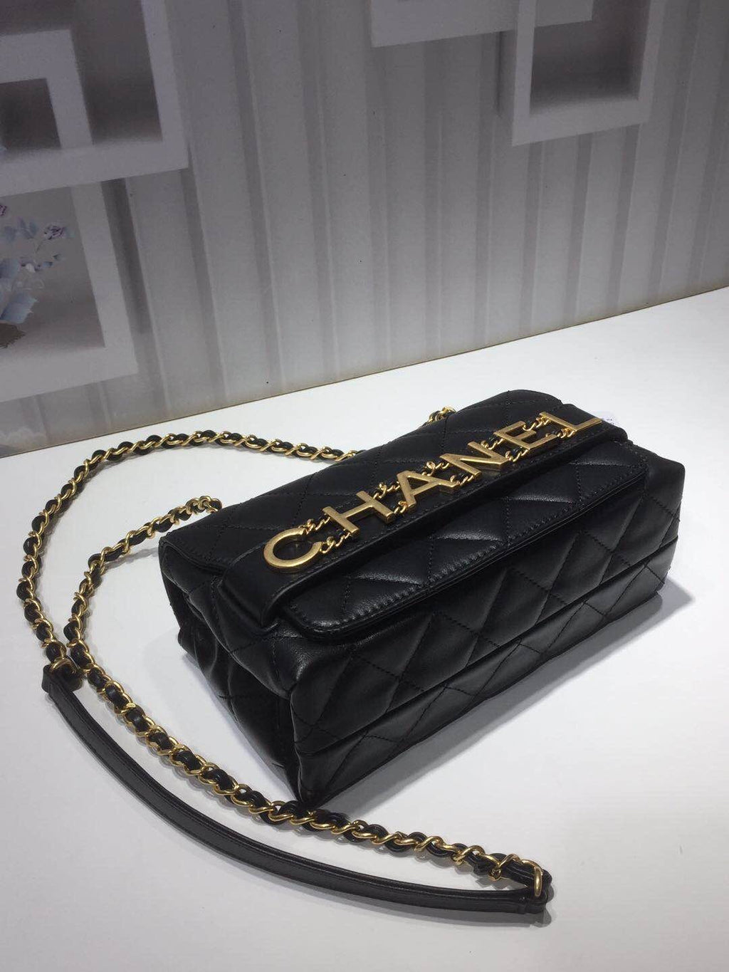 ChanelFront Logo Small GlamIap Bag Gold Hardware Black For Women Handbags, Shoulder Bags 8.2in/21cmAS1490