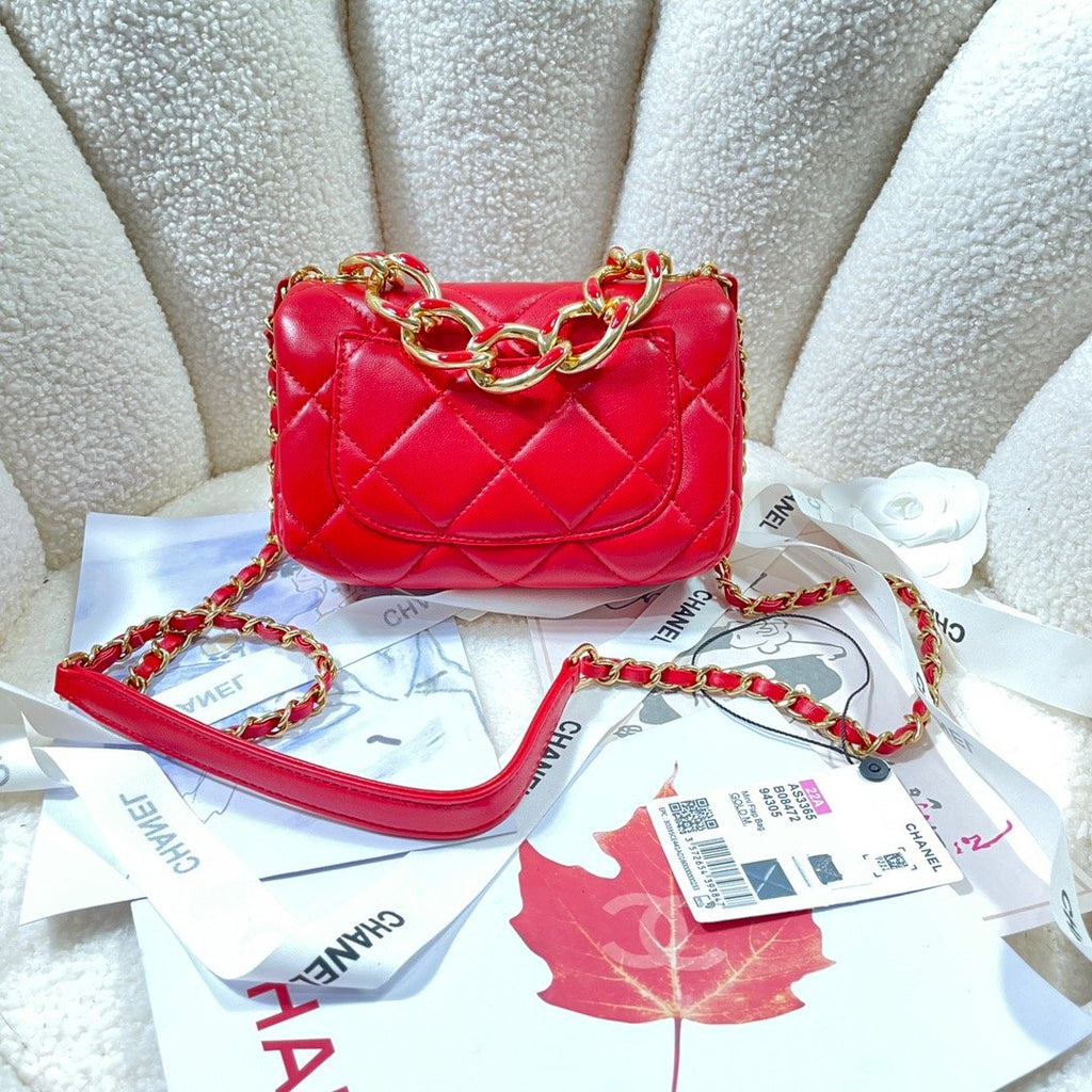 ChanelMini GlamIap Bag Gold Hardware Red For Women Handbags, Shoulder Bags 6.7in/17cm AS3365