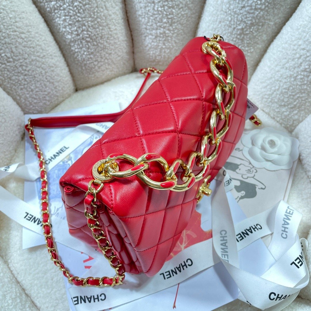 ChanelLarge GlamIap Bag Gold Hardware Red For Women Handbags, Shoulder Bags 9.1in/23cm AS3367