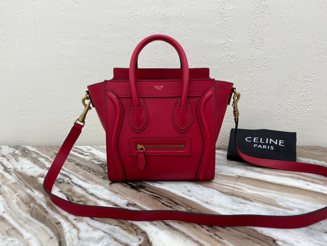 Top Quality Nano LuGucciage Bag In Drummed Red For WomLB 8in/20cm 
