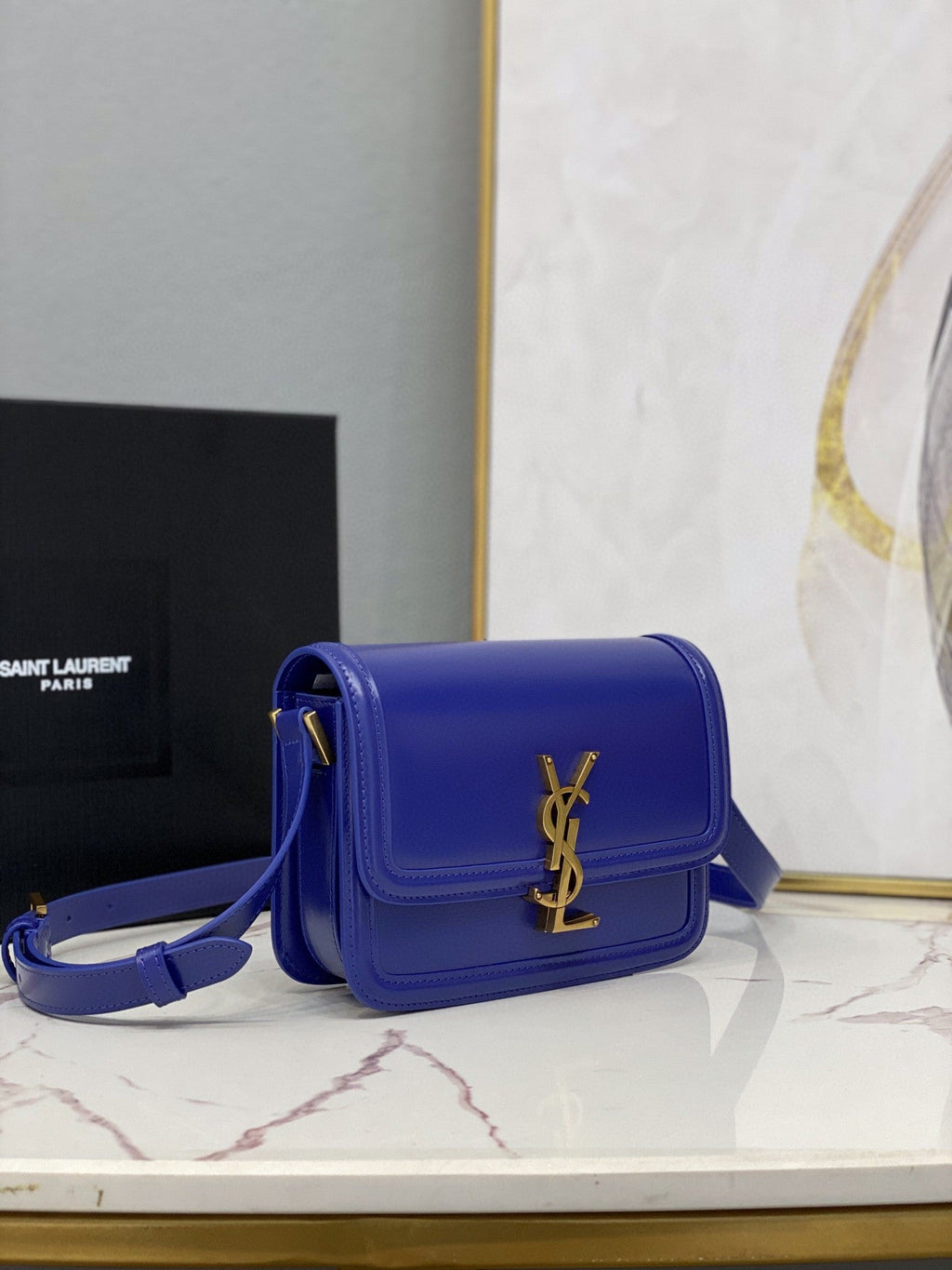 YSSL Solferino Small Satchel In Box Navy Blue For Women Â 7in/19cm YSLÂ 