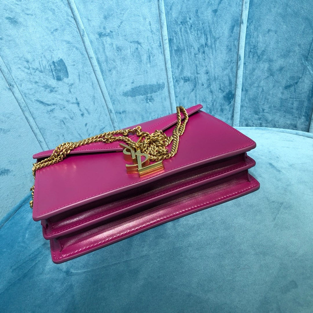 YSSL Cassandra Medium Chain BagÂ Dark Pink For Women 8.7in/22cm YSL
