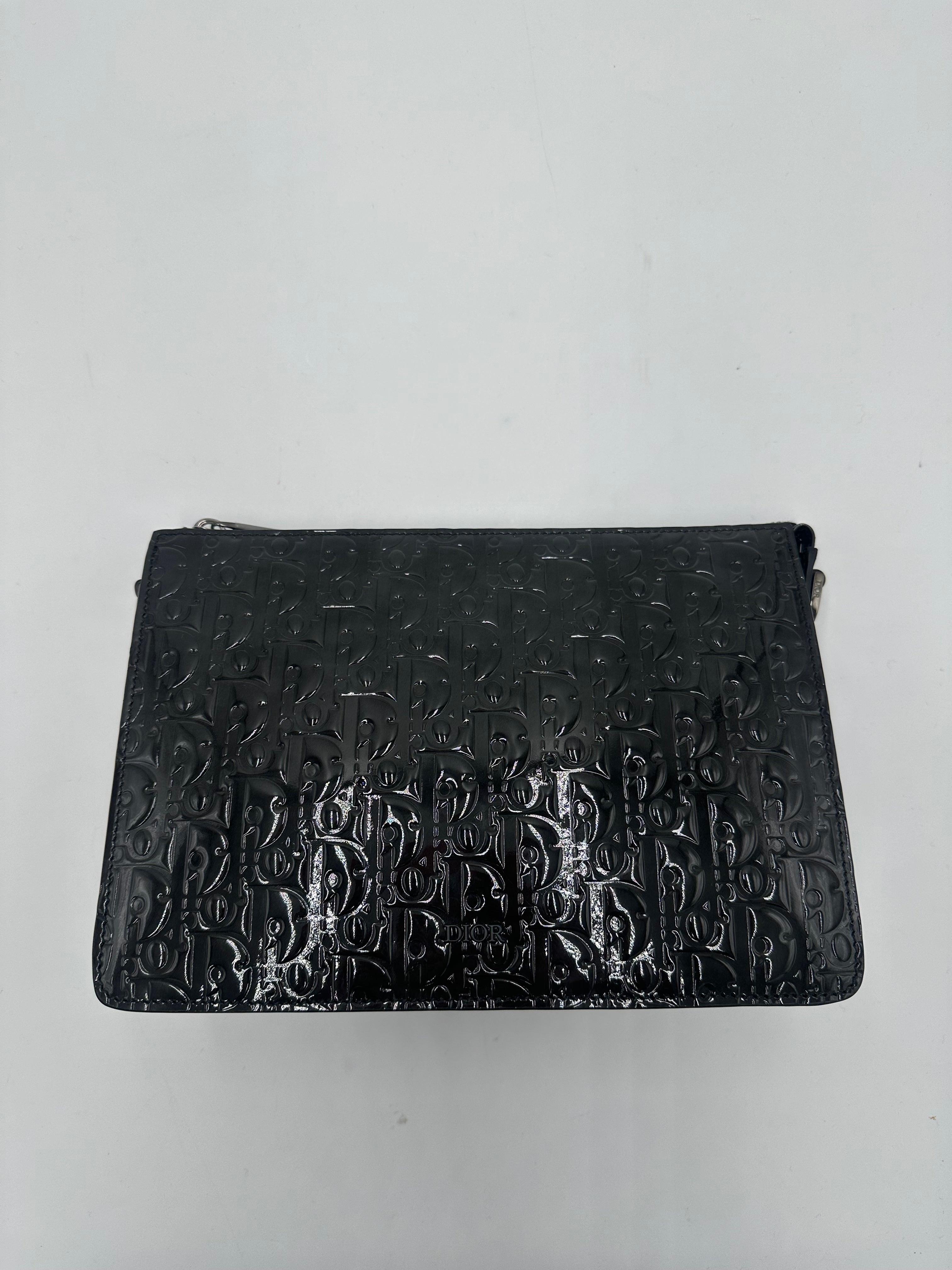 Christian Dior Zip Pouch Leather Black Leather Crossbody Bag Bag (Pre-Owned)