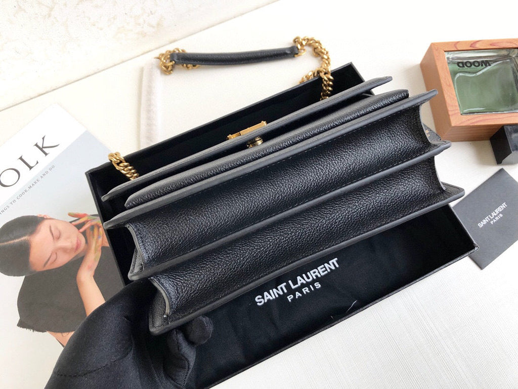 YSSL Sunset Medium Chain Bag Black For Women 8in/22cm YSL 442906D420W1000