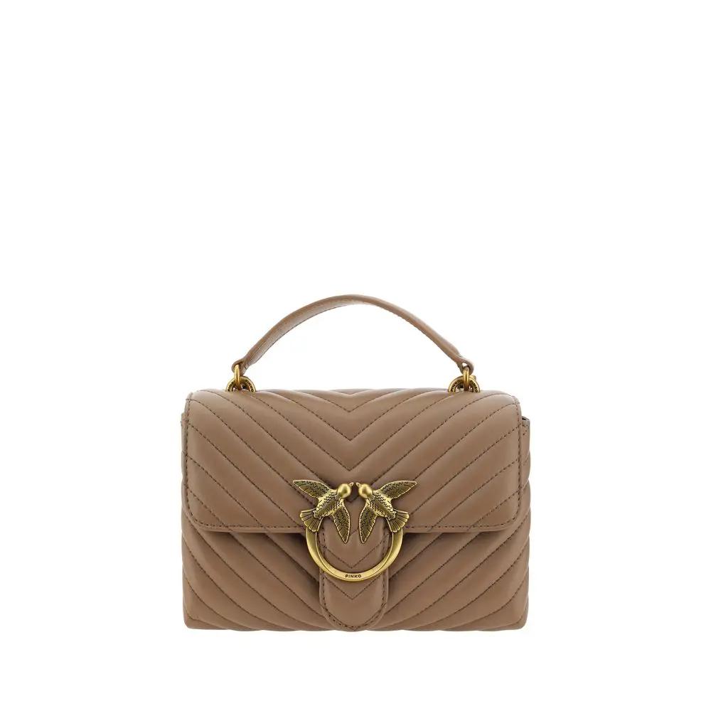 PINKO Brown Calf Leather Bos Taurus Handbag