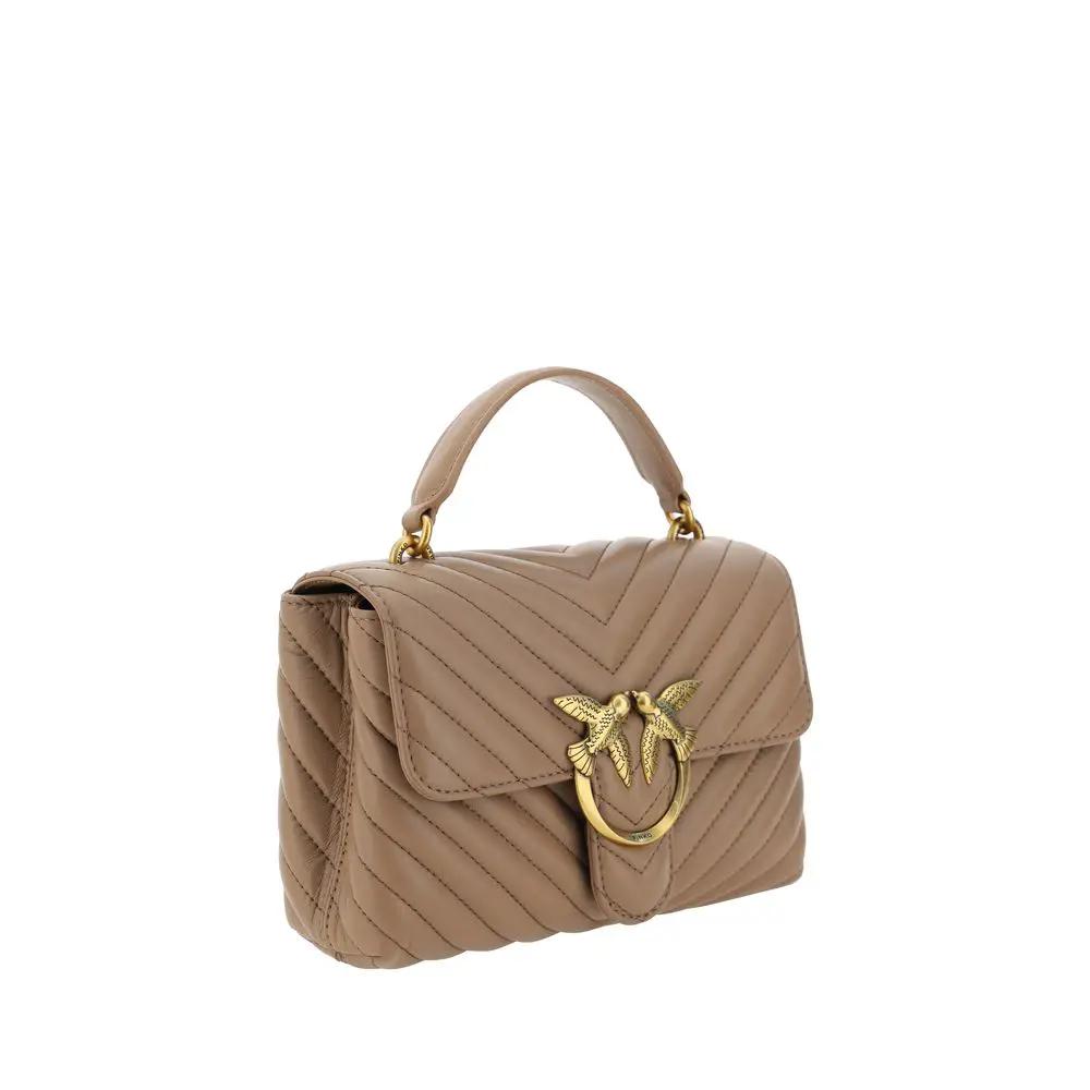 PINKO Brown Calf Leather Bos Taurus Handbag