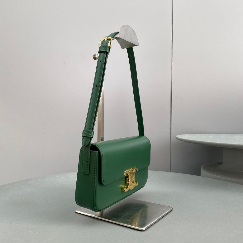 Celine Triomphe Shoulder Bag Green For Women 8in/20cm 