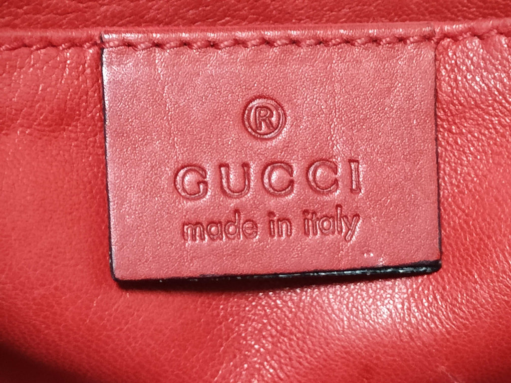 Gucci Emily Chain Flap Bag Leather Red Leather Shoulder Bag Bag (Pre-Owned)