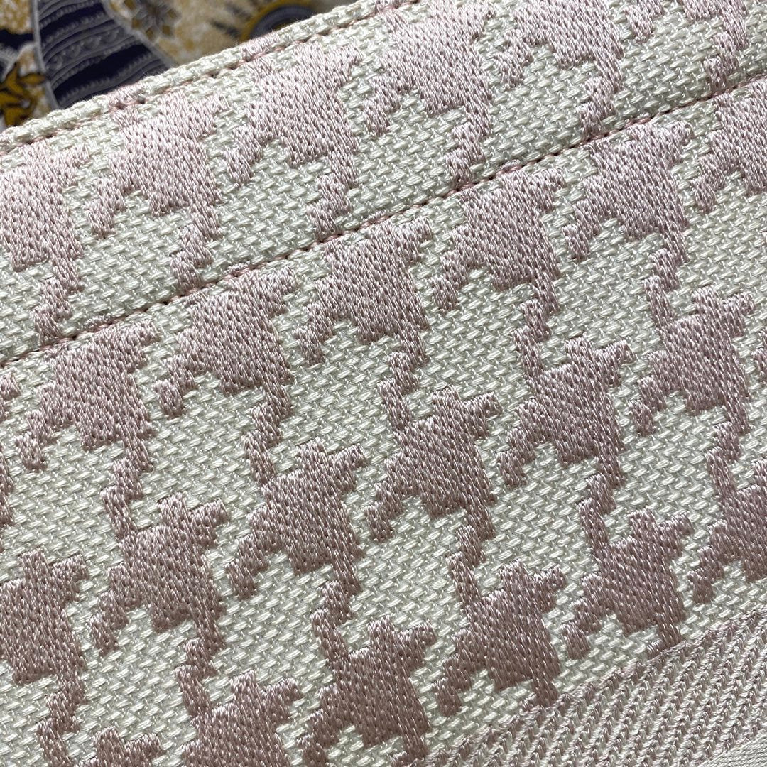 Large Book Tote Pale Pink Houndstooth Embroidery, Pink, For Women Women Handbags, Shoulder Bags, 42cm CD