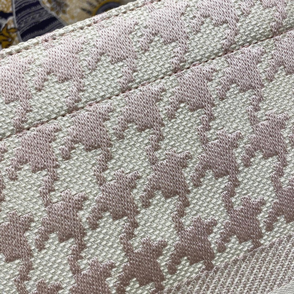 Dior Large Book Tote Pale Pink Houndstooth Embroidery, Pink, For Women Women’s Handbags, Shoulder Bags, 42cm CD