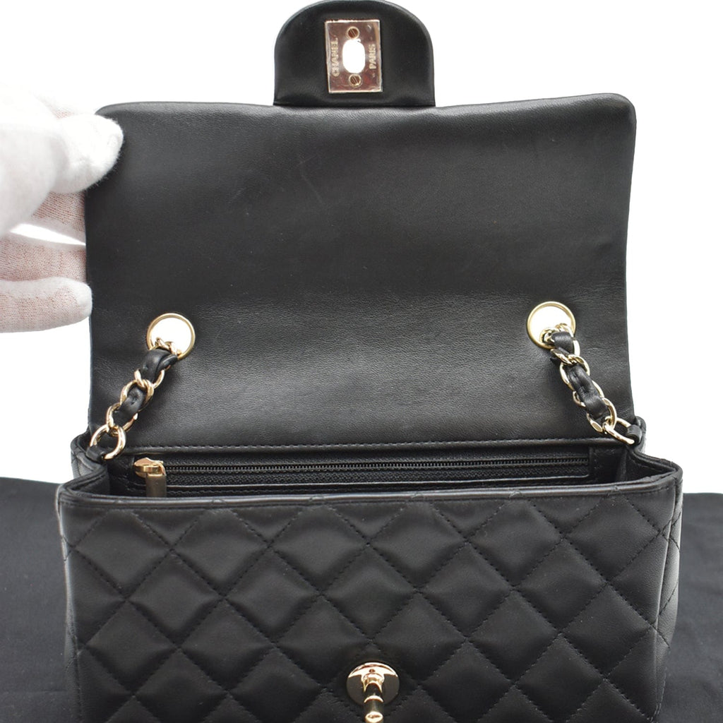 Chanel Mini Rectangular Flap Quilted  Leather Shoulder Bag Black- Hot Deals