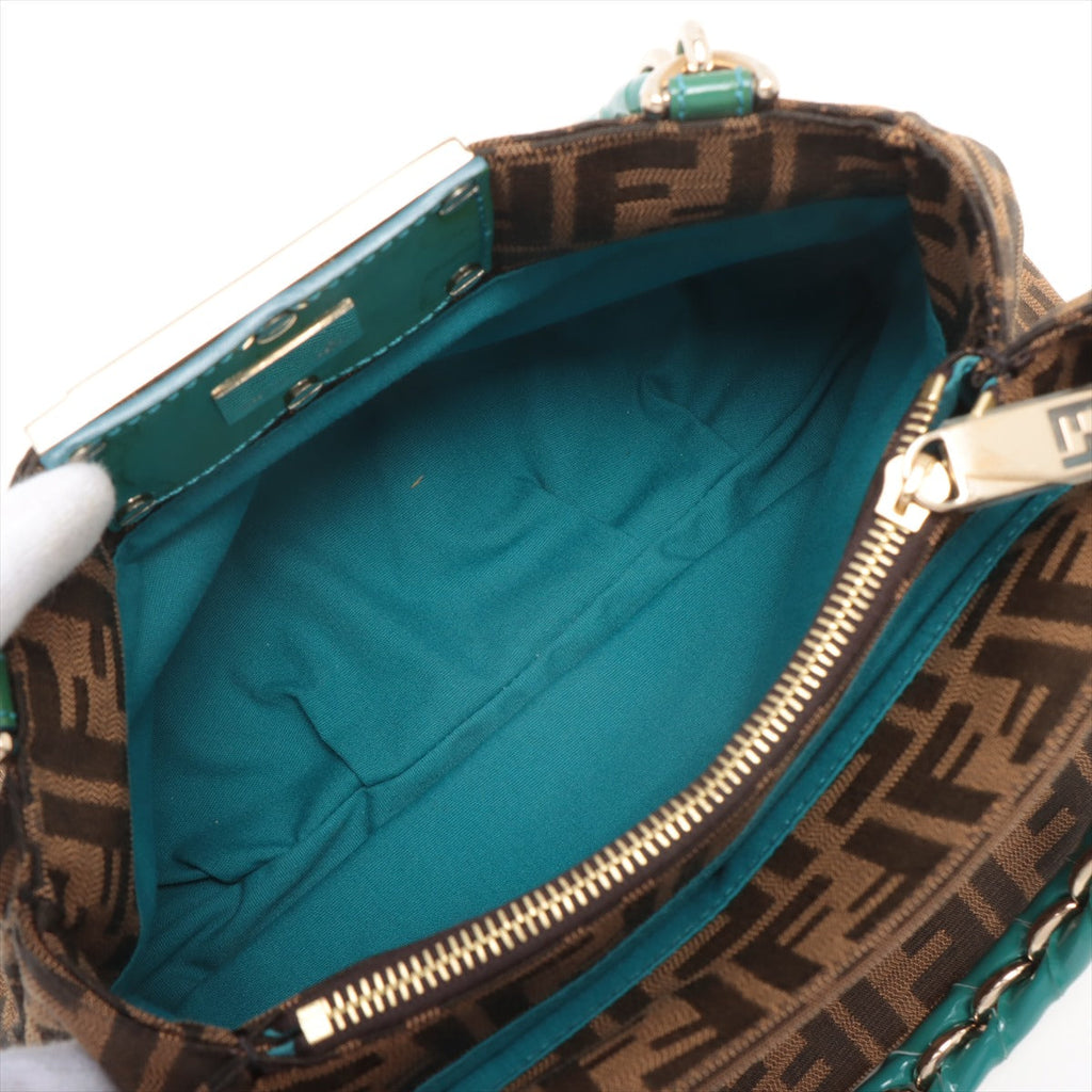 Fendi Zucca Canvas Handbag Brown and Green