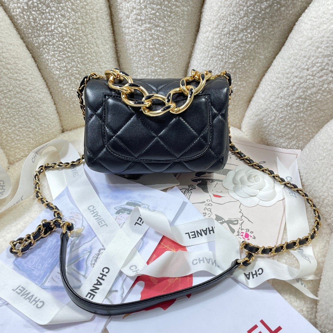 ChanelMini GlamIap Bag Gold Hardware Black For Women Handbags, Shoulder Bags 6.7in/17cm AS3365