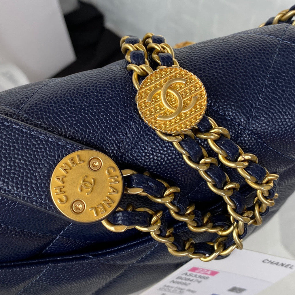 ChanelMini GlamIap Bag With Top Handle Gold Hardware Navy Blue For Women Handbags, Shoulder Bags 7.9in/20cm AS2431 B08846 NJ532