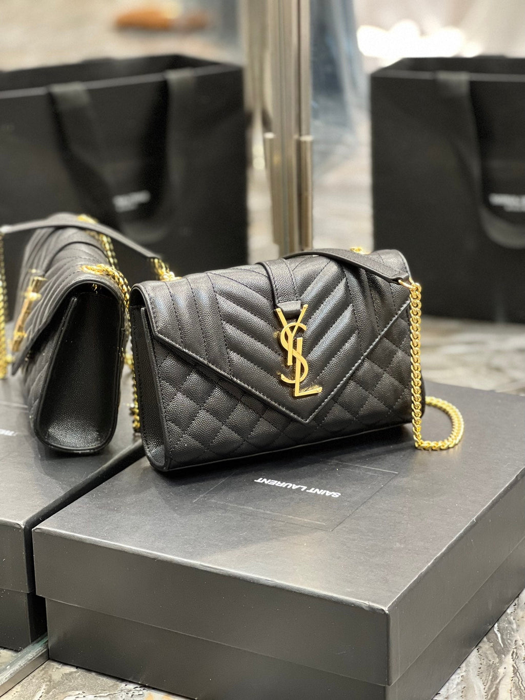 YSSL Small Bag Black In Mix Matelasse For Women 8in/21cm YSL 600195BOW911000